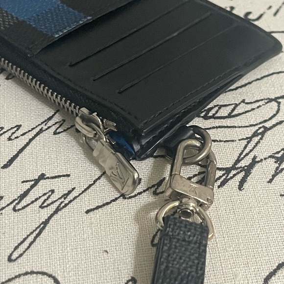 LOUIS VUITTON Playphone 8+ Coin Purse Wallet N60106 Damier Graphite Black Blue - Picture 6 of 10